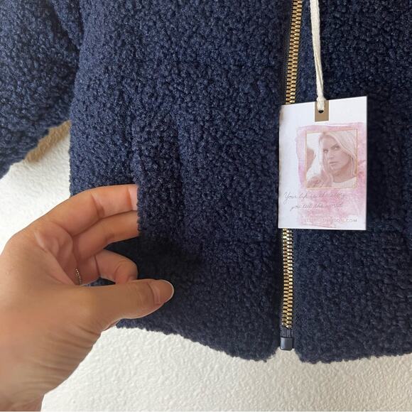 Jessica Simpson navy blue sherpa zipper puffer jacket NEW Baby 12M - Picture 4 of 7